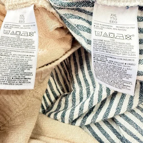 Old Navy Pants Set of 2 Womens XXL Beige & Stripe Linen Blend Wide Leg High Rise - Picture 6 of 13